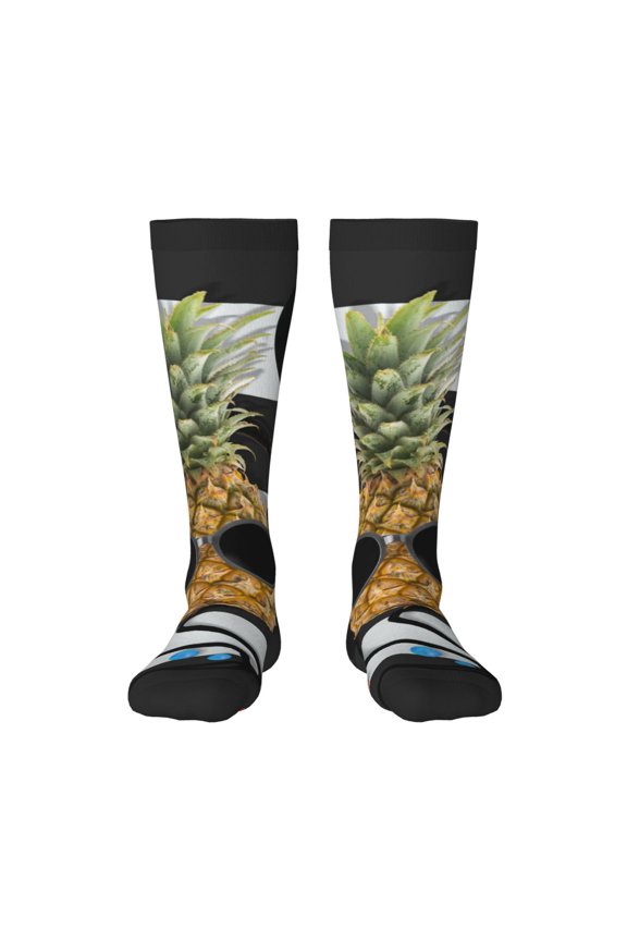 Pineapple With Black Glasses Print Gift Stocking Stuffers,Adult Stockings,Novelty Socks,Funny Socks Birthday Running Walking Sleeping