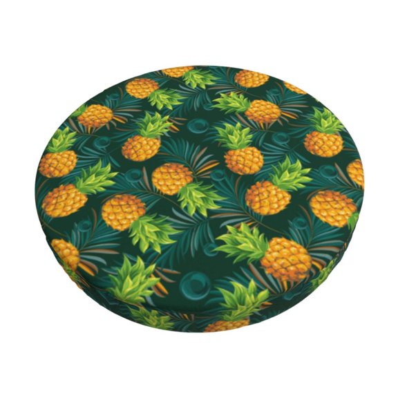 Logiee Pineapples with Palm Leaves Print Stool Covers Round,Bar Stool Covers,Watedrproof Stool Slipcover with Elastic,Stool Cushion,Round Bar Stool Seat Covers for Bar Round Chair-14 inch
