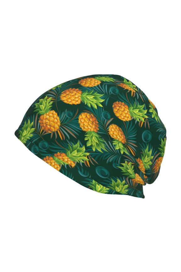 Pineapples with Palm Leaves Print Unisex Knit Beanie for Men Women Winter Hat,Beanies Skull Caps