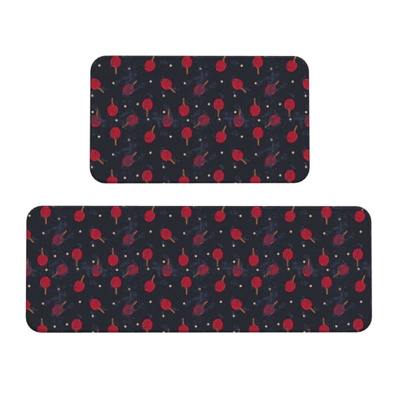 Logiee Ping Pong Print Kitchen Mats for Floor Sets of 2,Waterproof Kitchen Rugs,Non Slip Comfort Standing Mat Rug for Home,Runner,Sink,Office,Laundry