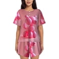 thumbnail image 1 of Logiee Pink Balloon Puppy Art Print Womens Pajamas Set,Short-Sleeve Pajama 2 Piece Sleepwear with Pockets-Medium, 1 of 6