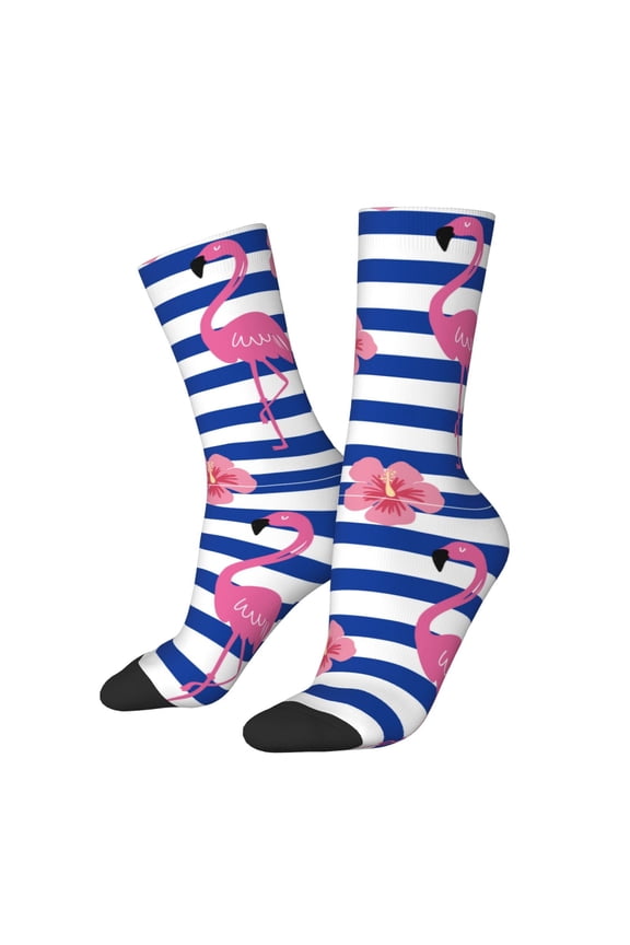 Pink Flamingo Print Adult Socks for Men & Women,Calf Socks, Ankle Socks,Boots Socks,Breathable Casual Sock,Unisex Crew Socks