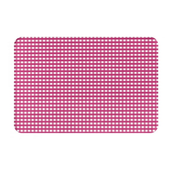 Logiee Pink Gingham Print Welcome Mats for Entryway,Door Mat for Front Door,Entry Mat,Doormat for Garden, Garage, Patio, Home, Porch Decor