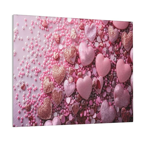 Logiee Pink Glitter Heart Candy Print Canvas Wall Art ,Art Poster,Canvas Decorative Picture,Decor Wall Pictures for Living Room Bedroom Bathroom,Ready to Hang