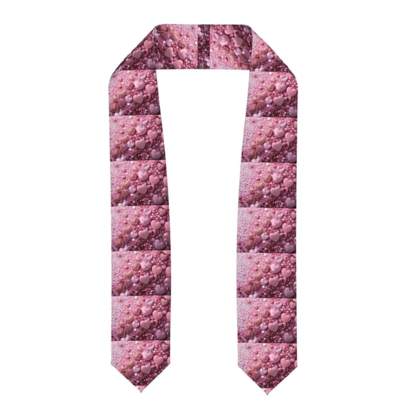 Logiee Pink Glitter Heart Candy Print Unisex Adult Graduation Stole Shawl 72" Long for Academic Commencements Shawl-Flattened