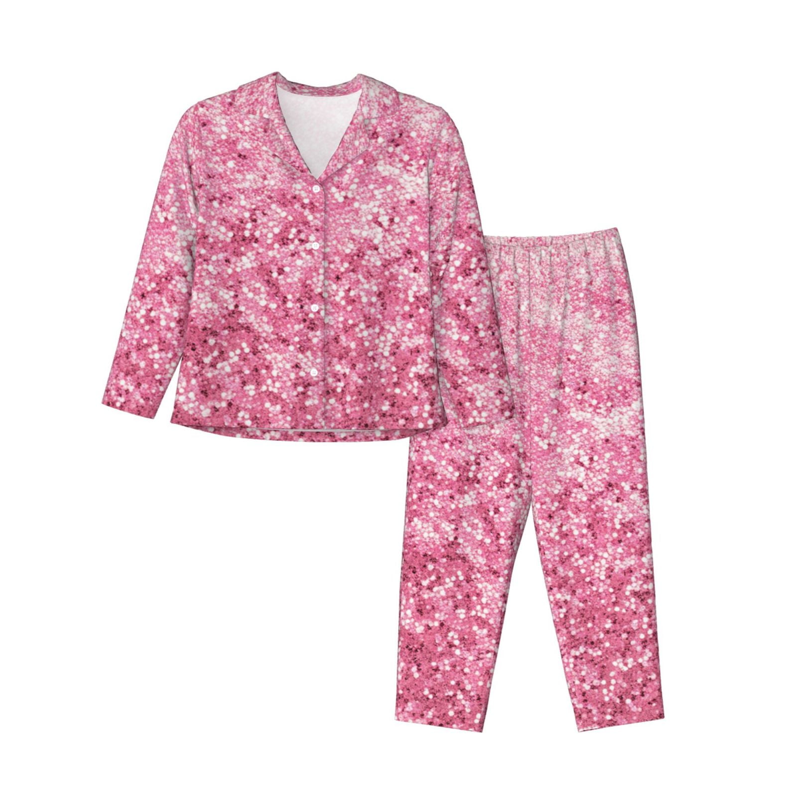 Anjue Women's Polka Dot Pajama Set - Long Sleeve Button Down Cotton Pjs & Lounge Wear
