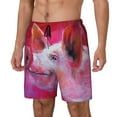 thumbnail image 1 of Logiee Pink Pig Print Men's Swim Trunk,Quick Dry Board Shorts ,Men's Swim Trunks with Compression Liner, Bathing Suits with Pockets-Medium, 1 of 6