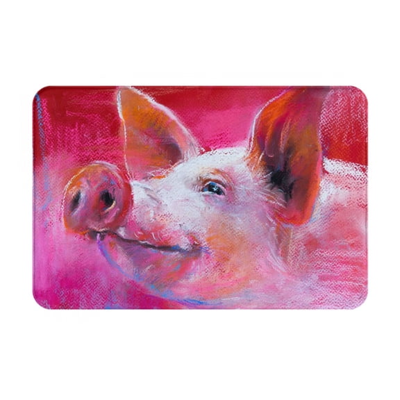Logiee Pink Pig Print Welcome Mats for Entryway,Door Mat for Front Door,Entry Mat,Doormat for Garden, Garage, Patio, Home, Porch Decor