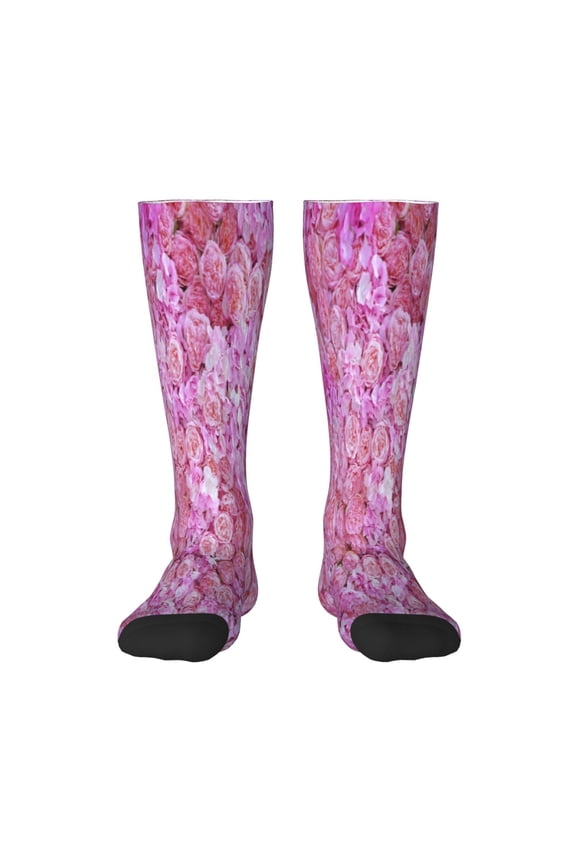 Pink Roses Print Gift Stocking Stuffers,Adult Stockings,Novelty Socks,Funny Socks Birthday Running Walking Sleeping