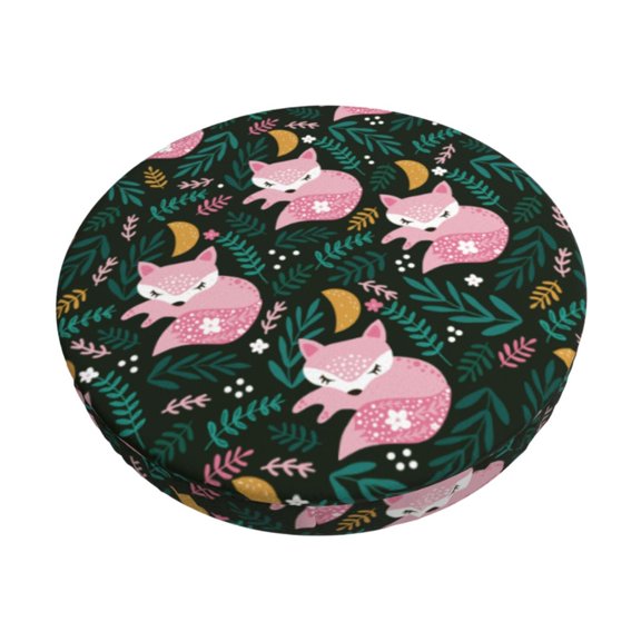 Logiee Pink Sleeping Fox Print Stool Covers Round,Bar Stool Covers,Watedrproof Stool Slipcover with Elastic,Stool Cushion,Round Bar Stool Seat Covers for Bar Round Chair-12 inch