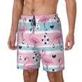 thumbnail image 1 of Logiee Pink Striped Flamingo Print Men's Swim Trunk,Quick Dry Board Shorts ,Men's Swim Trunks with Compression Liner, Bathing Suits with Pockets-Large, 1 of 6