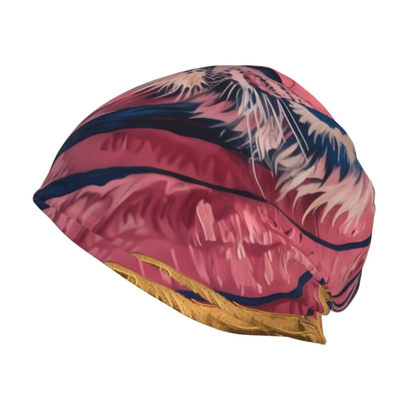 Logiee Pink Tiger Gold Leaves Print Unisex Knit Beanie for Men Women Winter Hat,Beanies Skull Caps