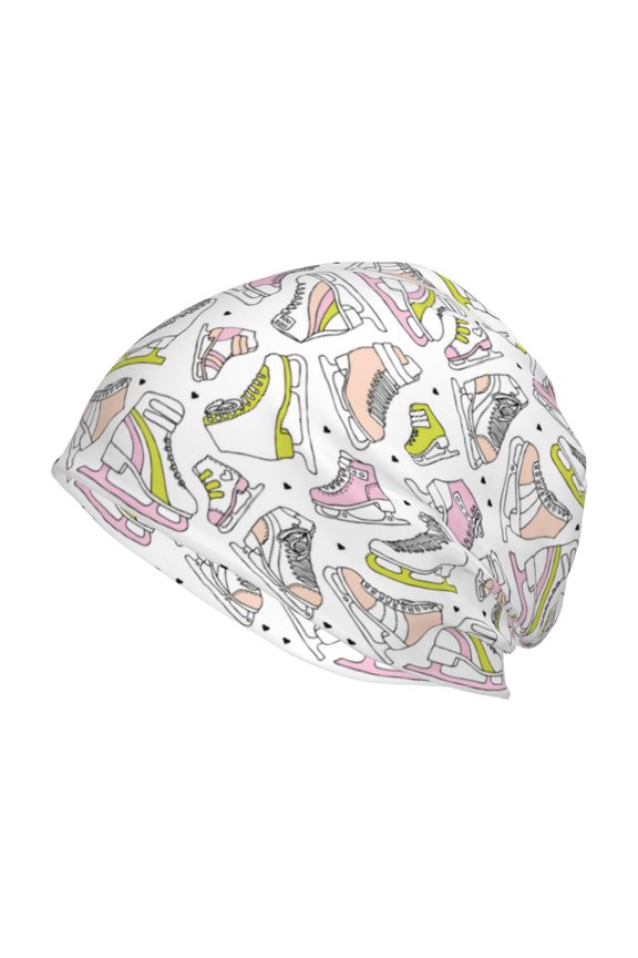 Pink skates Print Unisex Knit Beanie for Men Women Winter Hat,Beanies Skull Caps