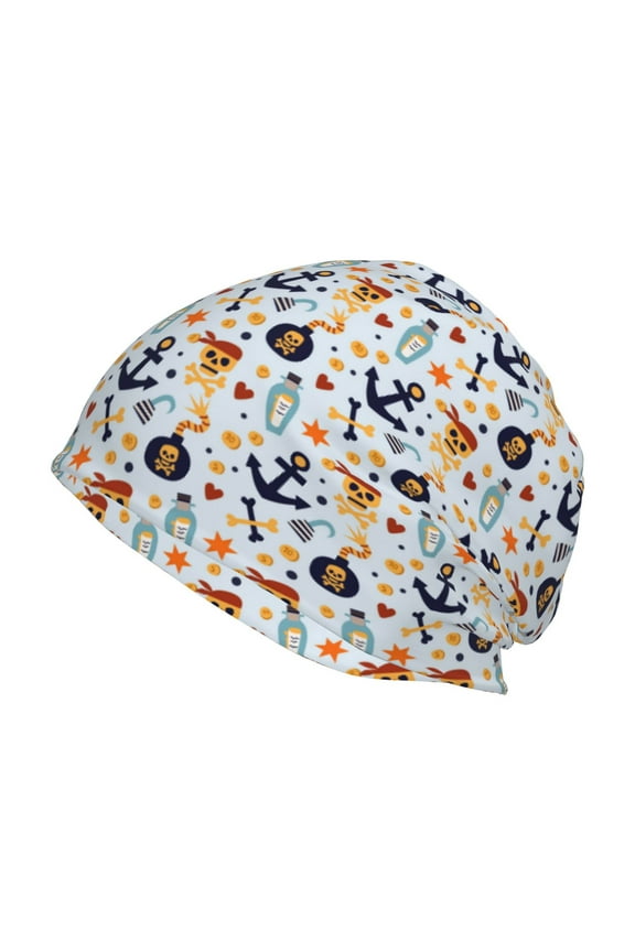 Pirate Skull And Anchor Print Unisex Knit Beanie for Men Women Winter Hat,Beanies Skull Caps