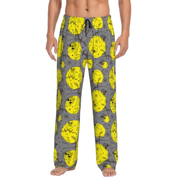 Logiee Pirate Skulls Print Pajama Pants for Men,Men’s Pajama Bottoms,Mens PJ Pants with Pockets & Button Fly-Medium