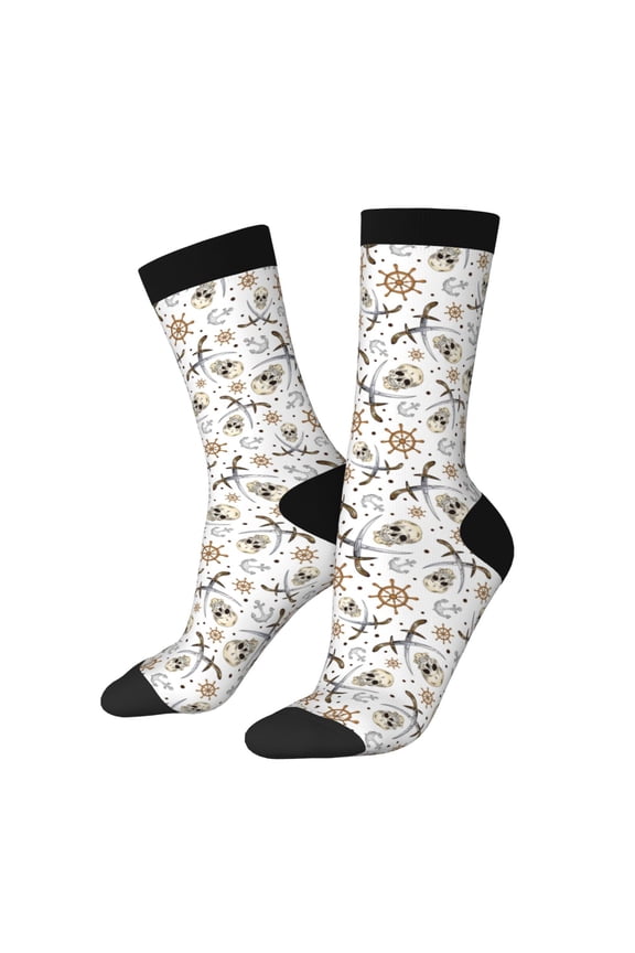 Pirate skulls Print Adult Socks for Men & Women,Calf Socks, Ankle Socks,Boots Socks,Breathable Casual Sock,Unisex Crew Socks
