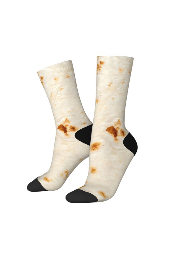 Pita Tortilla Print Adult Socks for Men & Women,Calf Socks, Ankle Socks,Boots Socks,Breathable Casual Sock,Unisex Crew Socks