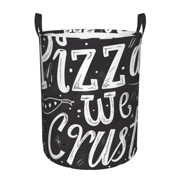 Logiee In Pizza We Crust Art Print Laundry Hamper,Dirty Clothes Hamper Storage Basket for Bathroom Bedrooms College Dorm, Circular Hamper with Handles,Collapsible Laundry Baskets-Small