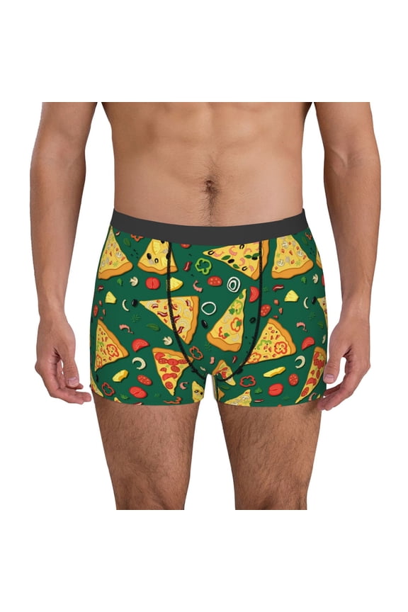 Pizza Print Mens Boxer Briefs,Boxer Briefs for Men,Breathable Stretch Underwear,Boys Boxer Briefs-XX-Large