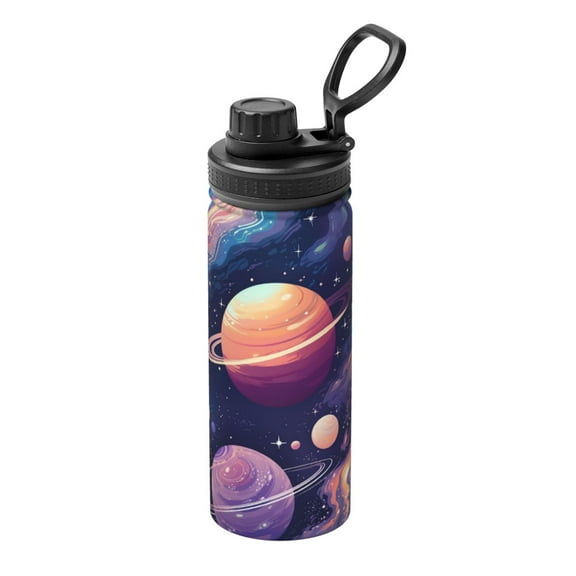 Logiee Planet Pastel Galaxy Print Water Bottle,18oz Sports Insulated Kettle for Cycling Gym Basketball Outdoor, Suitable as a Present