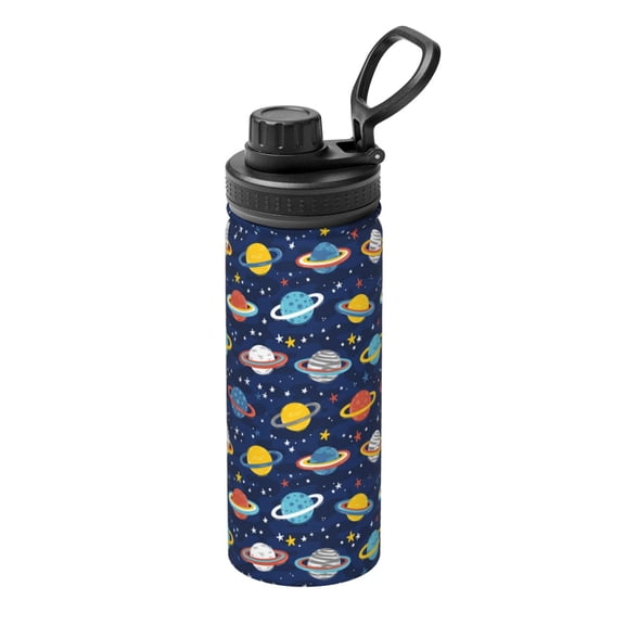 Logiee Planets And Stars Print Water Bottle,18oz Sports Insulated Kettle for Cycling Gym Basketball Outdoor, Suitable as a Present