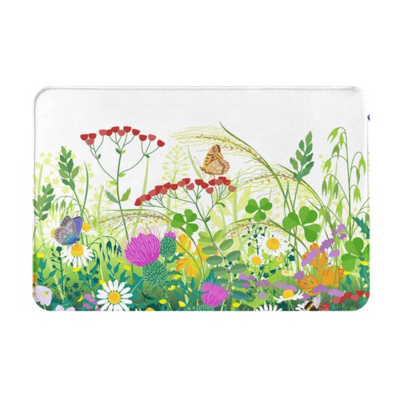 Logiee Plants and Insects Print Welcome Mats for Entryway,Door Mat for Front Door,Entry Mat,Doormat for Garden, Garage, Patio, Home, Porch Decor