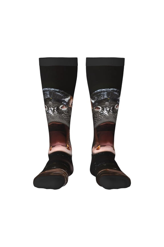 Playful Baby Hippo Splash Print Gift Stocking Stuffers,Adult Stockings,Novelty Socks,Funny Socks Birthday Running Walking Sleeping