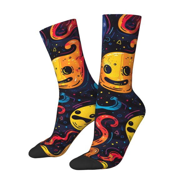 Logiee Playful Ghosts Night Sky Print Adult Socks for Men & Women,Calf Socks, Ankle Socks,Boots Socks,Breathable Casual Sock,Unisex Crew Socks
