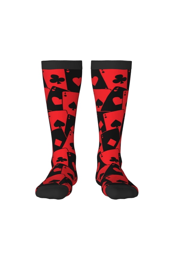 Playing Cards Print Gift Stocking Stuffers,Adult Stockings,Novelty Socks,Funny Socks Birthday Running Walking Sleeping