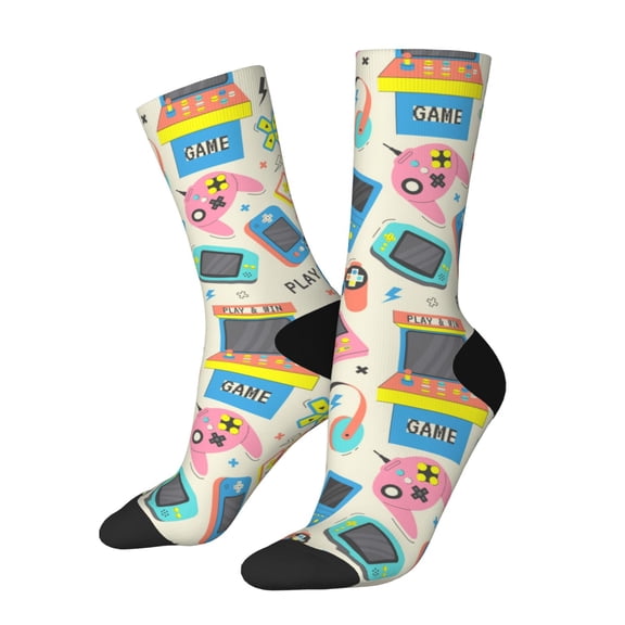 Logiee Playing Video Games Print Adult Socks for Men & Women,Calf Socks, Ankle Socks,Boots Socks,Breathable Casual Sock,Unisex Crew Socks