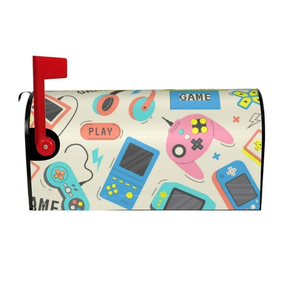 Logiee Playing Video Games Print Post Letter Box Wrap Decor, Mailbox Cover Suitable for Standard Mailbox and Large Size Mailbox,Outdoor Yard Decoration-25.5x21 in