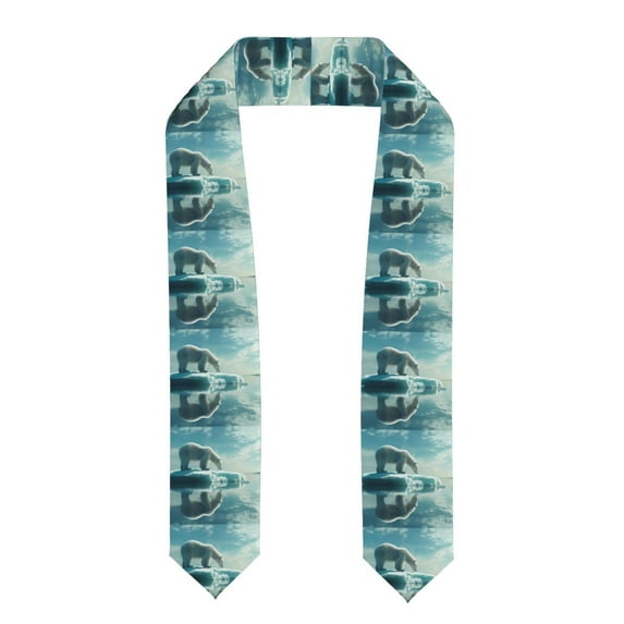 Logiee Polar Bear On Iceberg Print Unisex Adult Graduation Stole Shawl 72" Long for Academic Commencements Shawl-Flattened