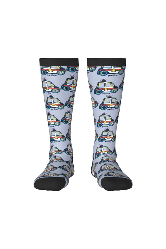 Police Car Print Gift Stocking Stuffers,Adult Stockings,Novelty Socks,Funny Socks Birthday Running Walking Sleeping