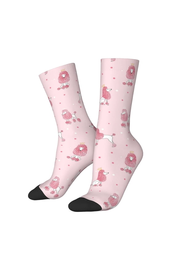 Poodle Dog Print Adult Socks for Men & Women,Calf Socks, Ankle Socks,Boots Socks,Breathable Casual Sock,Unisex Crew Socks
