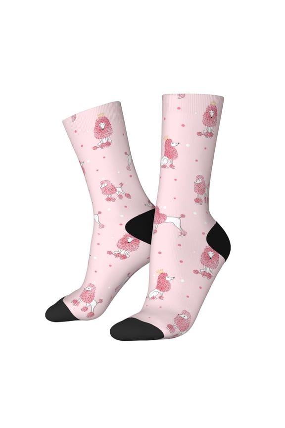 Poodle Dog Print Adult Socks for Men & Women,Calf Socks, Ankle Socks,Boots Socks,Breathable Casual Sock,Unisex Crew Socks