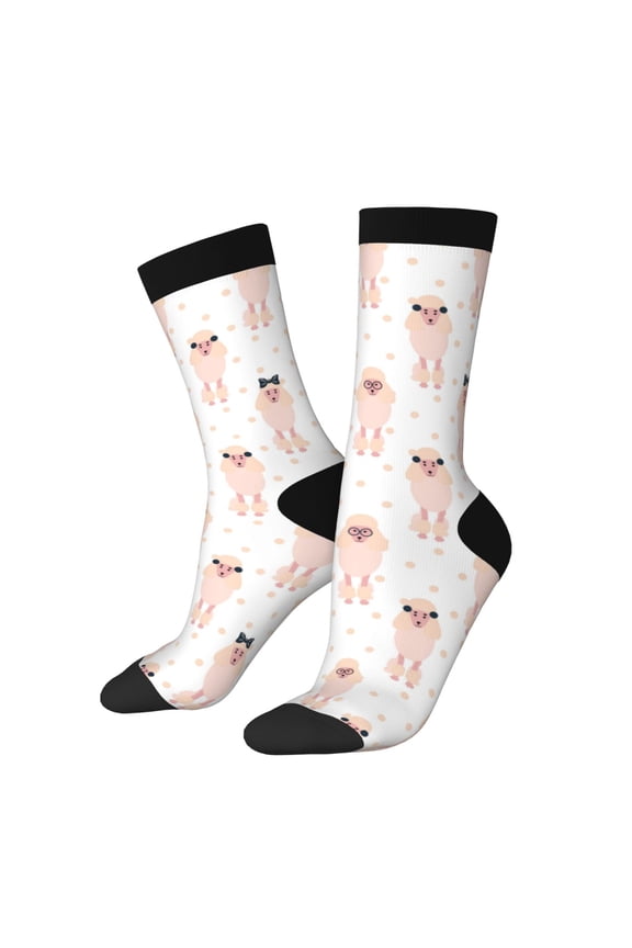 Poodle Dog Print Adult Socks for Men & Women,Calf Socks, Ankle Socks,Boots Socks,Breathable Casual Sock,Unisex Crew Socks