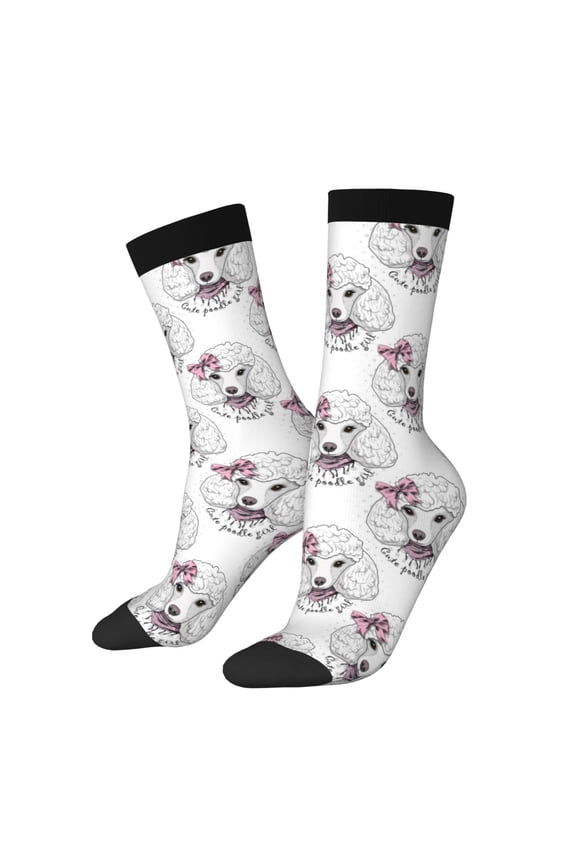 Poodle Dog Print Adult Socks for Men & Women,Calf Socks, Ankle Socks,Boots Socks,Breathable Casual Sock,Unisex Crew Socks