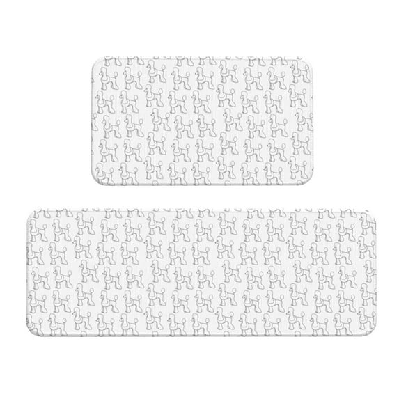 Logiee Poodle Dog Print Kitchen Mats for Floor Sets of 2,Waterproof Kitchen Rugs,Non Slip Comfort Standing Mat Rug for Home,Runner,Sink,Office,Laundry