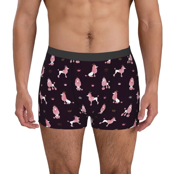 Logiee Poodle Dog Print Mens Boxer Briefs,Boxer Briefs for Men,Breathable Stretch Underwear,Boys Boxer Briefs-Small