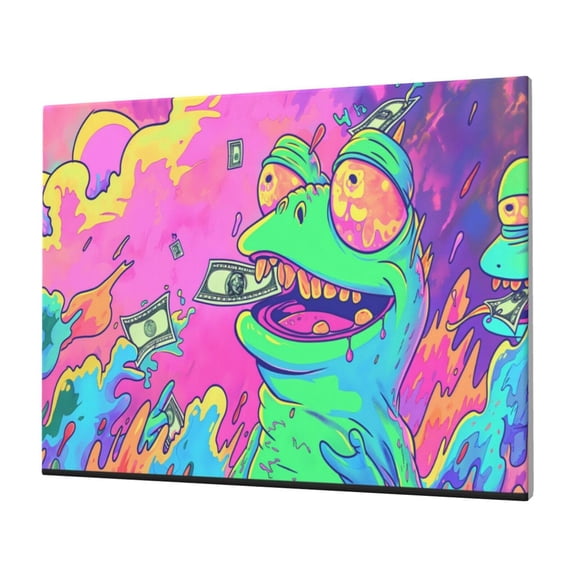 Logiee Psychedelic Cartoon Frog Print Canvas Wall Art,Canvas Picture Prints with Frame, Wall Art Decorative,Canvas Decorative,Suitable for Living Room Bedroom Office Room 30x40