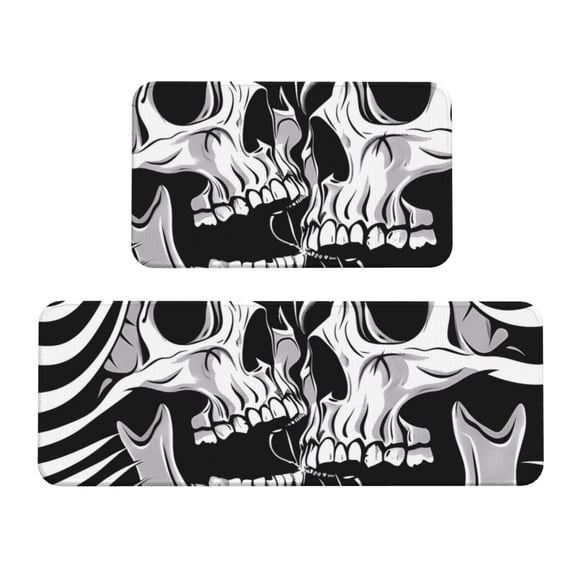 Logiee Psychedelic Skull Illusion Art Print Kitchen Mats for Floor Sets of 2,Waterproof Kitchen Rugs,Non Slip Comfort Standing Mat Rug for Home,Runner,Sink,Office,Laundry