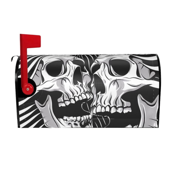 Logiee Psychedelic Skull Illusion Art Print Post Letter Box Wrap Decor, Mailbox Cover Suitable for Standard Mailbox and Large Size Mailbox,Outdoor Yard Decoration-25.5x21 in