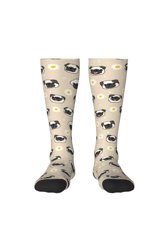 Pug Dog Face Print Gift Stocking Stuffers,Adult Stockings,Novelty Socks,Funny Socks Birthday Running Walking Sleeping