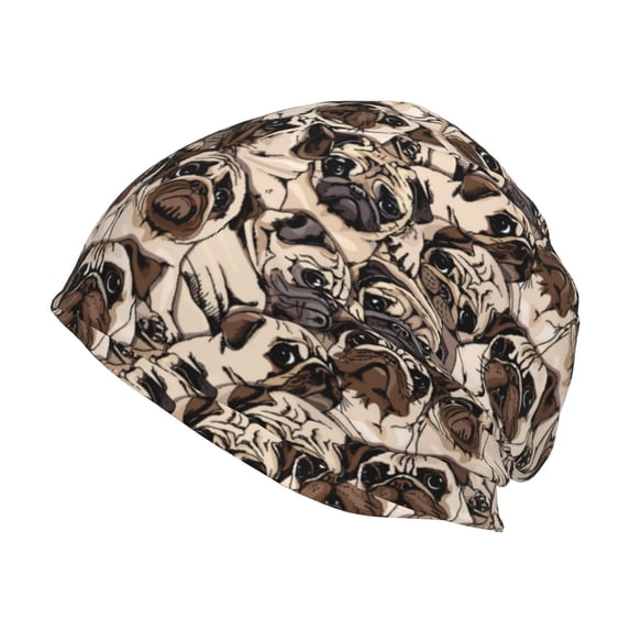 Logiee Pug Print Unisex Knit Beanie for Men Women Winter Hat,Beanies Skull Caps