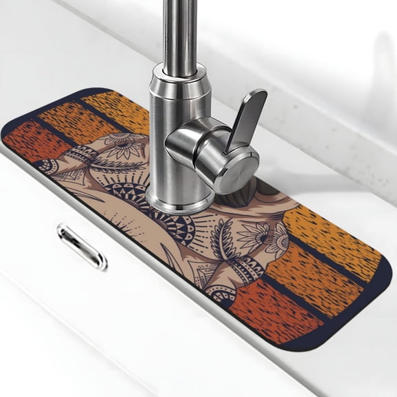 Logiee Pug dog Yoga Print Kitchen Sink Splash Guard Faucet Mat for Splash Guard Behind Faucet Drip Catcher for Kitchen,Bathroom,Sink Mat,Dish Drying Mat,Bathroom-15" X 5.5"