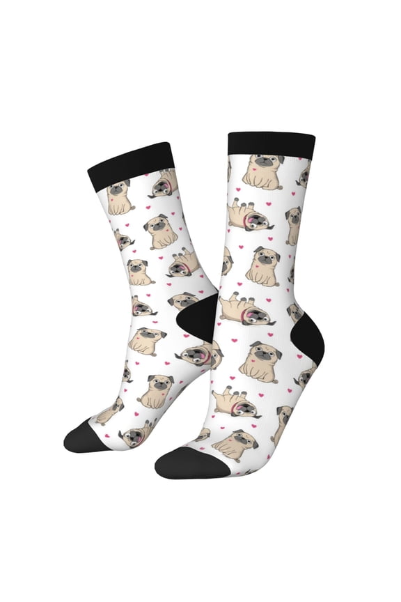 Pugs Print Adult Socks for Men & Women,Calf Socks, Ankle Socks,Boots Socks,Breathable Casual Sock,Unisex Crew Socks