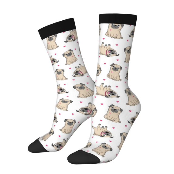 Logiee Pugs Print Adult Socks for Men & Women,Calf Socks, Ankle Socks,Boots Socks,Breathable Casual Sock,Unisex Crew Socks
