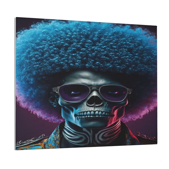 Logiee Punk Style Blue Haired Skull Print Canvas Wall Art ,Art Poster,Canvas Decorative Picture,Decor Wall Pictures for Living Room Bedroom Bathroom,Ready to Hang