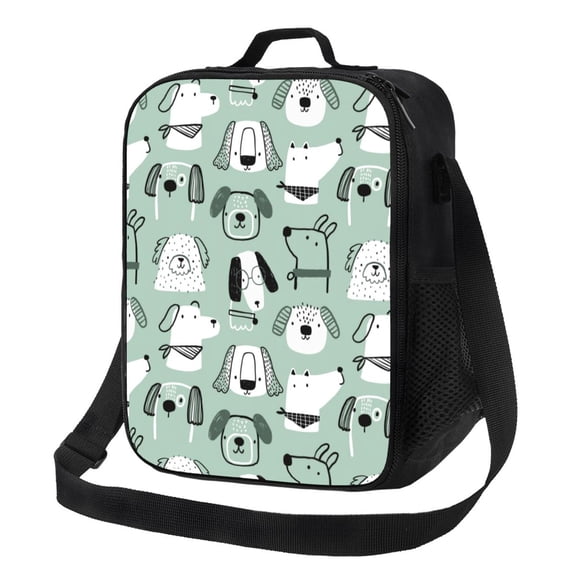 Logiee Puppy Print Insulated Lunch Bag for Women/Men, Reusable Lunch Box for Office Work School Picnic Beach,Leakproof Freezable Cooler Bag with Shoulder Strap