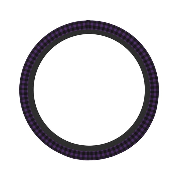 Logiee Purple Black Plaid Print Breathable Elastic Steering Wheel Cover, Non-Slip Stretch Steering Wheel Protector,Universal 15 Inch Fit Auto, Suvs, Truck